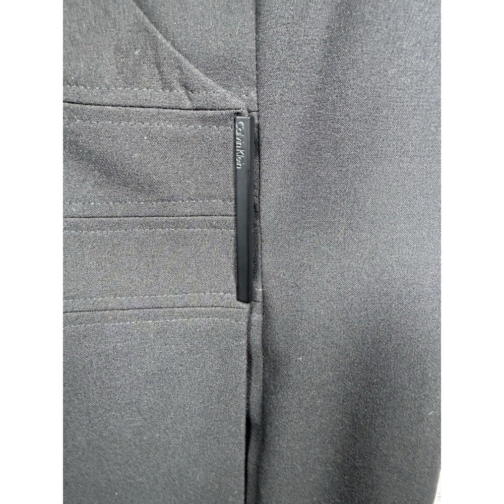 Calvin Klein Black Sheath Dress Sz 10 Sleeveless Mock Neck Faux Wrap Career Work - Picture 4 of 12
